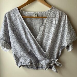 Paper Crane purple wrap shirt with bow